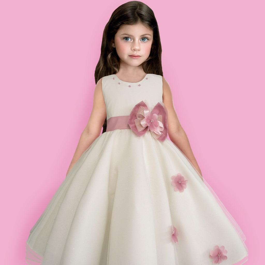 Vestido de fiesta Gerat para niña color hueso con rosa – Gerat Infants  Boutique
