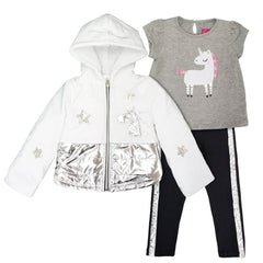 Conjunto para Niñas de 2 a 3 Años Gerat con Chamarra, Blusa y Leggings de Unicornio