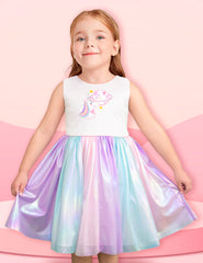 Vestido de Fiesta Unicornio Arcoíris para Niñas Gerat