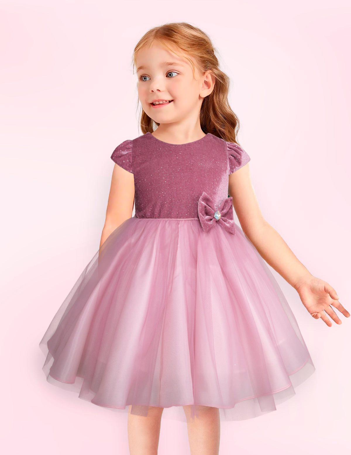 Vestido de Fiesta Gerat para Niñas 2-3 Años - Rosa Brillante con Tul