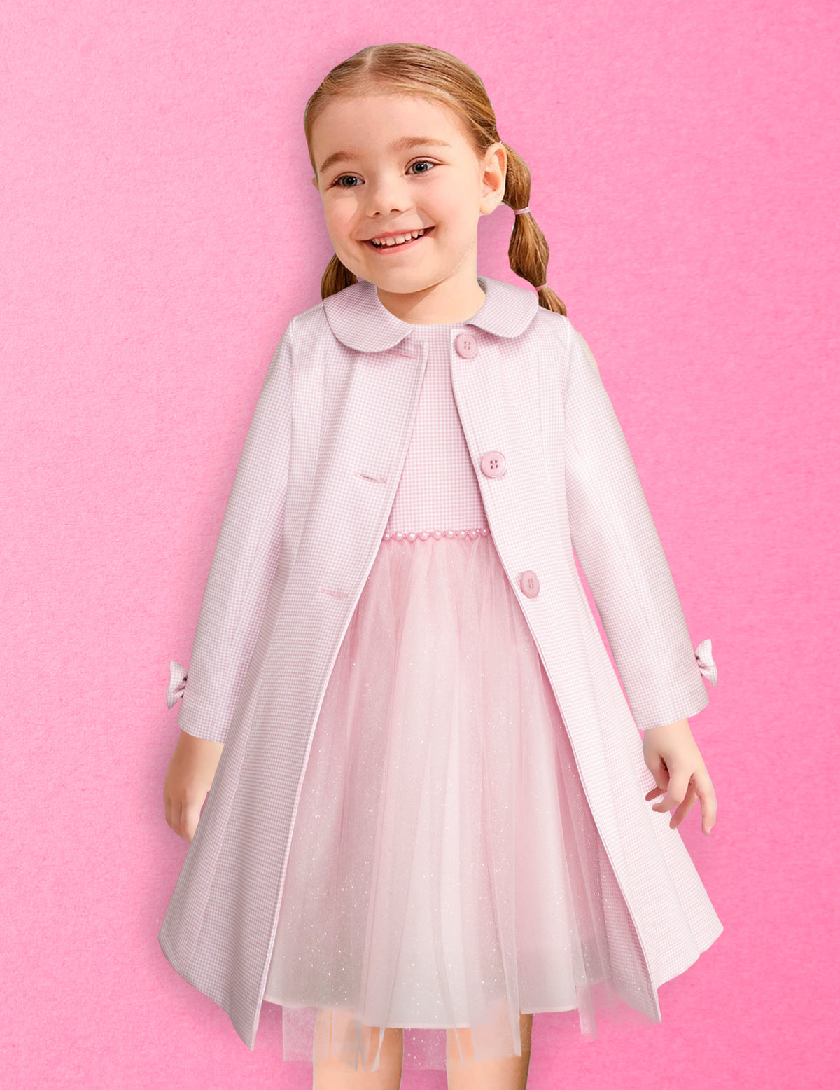 Conjunto Gerat para Niñas 3-10 Años - Vestido de Tul y Abrigo Rosa