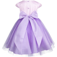 Vestido lila de tul con tweed para niñas Gerat