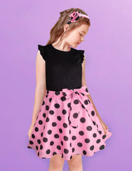 Vestido juvenil rosa con negro Gerat