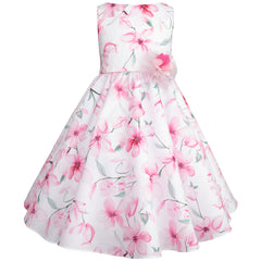 Vestido Floral Rosa con Torera Rosa para Niñas de 4 a 10 Años -