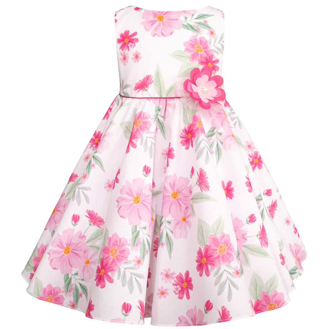 Vestido Floral rosa con fiusha casual para Niña Gerat