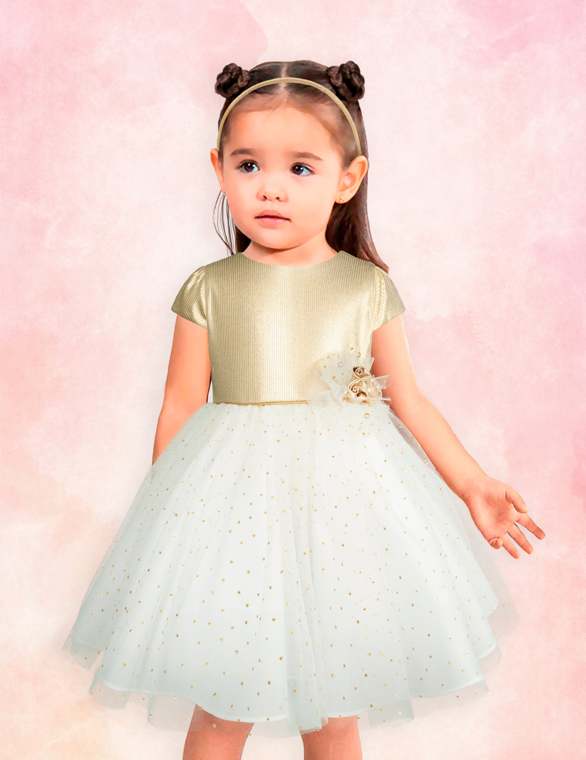 Vestido de Fiesta Dorado para Niñas Pequeñas 2-3 Años - Gerat