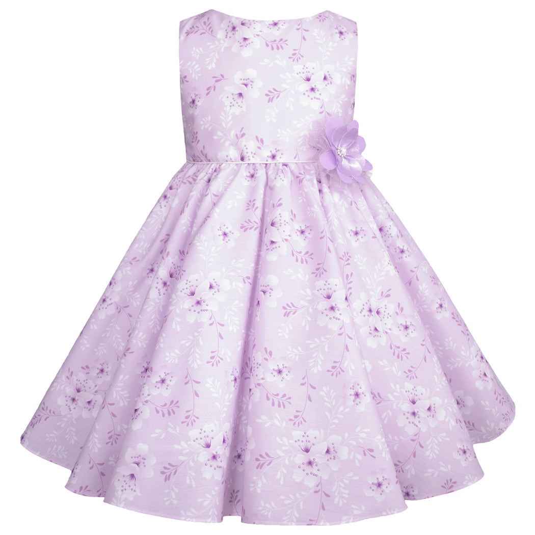 Vestido con Torera para Niñas de 4 a 10 Años - Lila Floral y Blanco Gerat