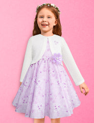 Vestido con Torera para Niñas de 4 a 10 Años - Lila Floral y Blanco Gerat