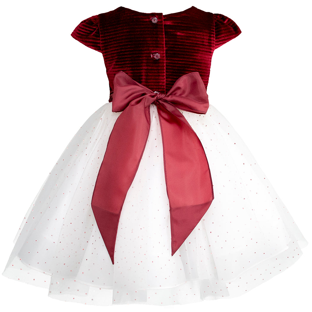 Vestido de Fiesta para Niñas de 2 a 3 Años en Color Rojo y Blanco | Gerat