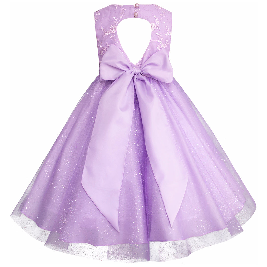 Vestido de Fiesta Lila con Tul y Bordado Floral para Niñas - Gerat