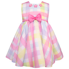 Vestido a Cuadros Pastel para Bebé 12-18 Meses con Moño | Gerat