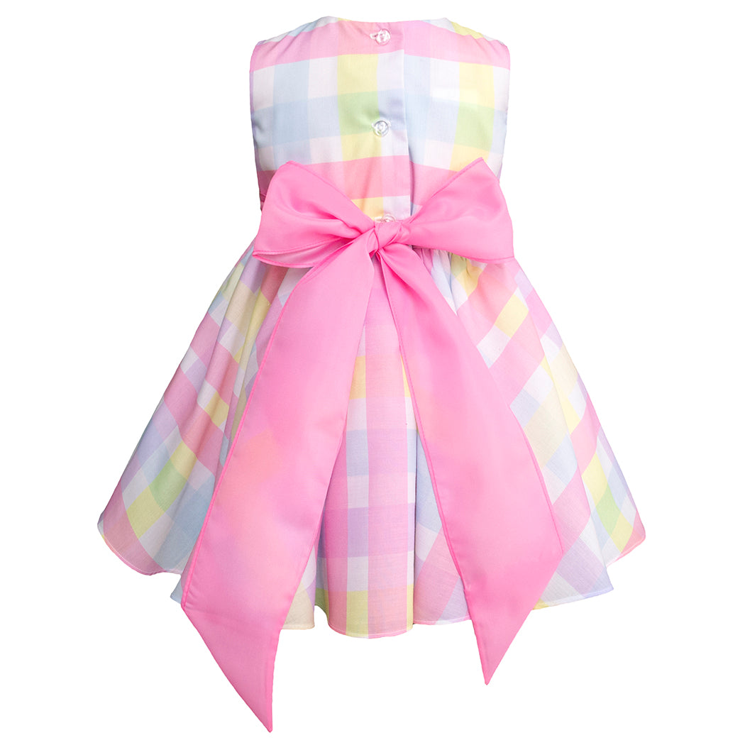 Vestido a Cuadros Pastel para Bebé 12-18 Meses con Moño | Gerat