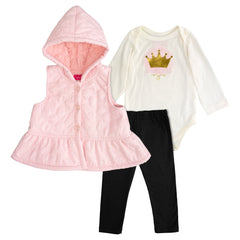 Conjunto para Bebés Gerat 12 a 18 Meses con Chaleco Rosa, Body y Leggings