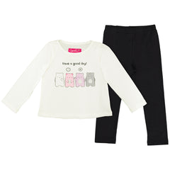 Conjunto para Niñas Gerat 2 a 3 Años con Chamarra Lila de Lunares, Blusa y Leggings