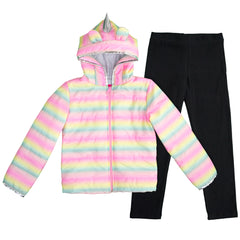 Conjunto de Niña Gerat 4 a 8 Años con Chamarra Arcoíris, Blusa de Unicornio y Leggings Negros