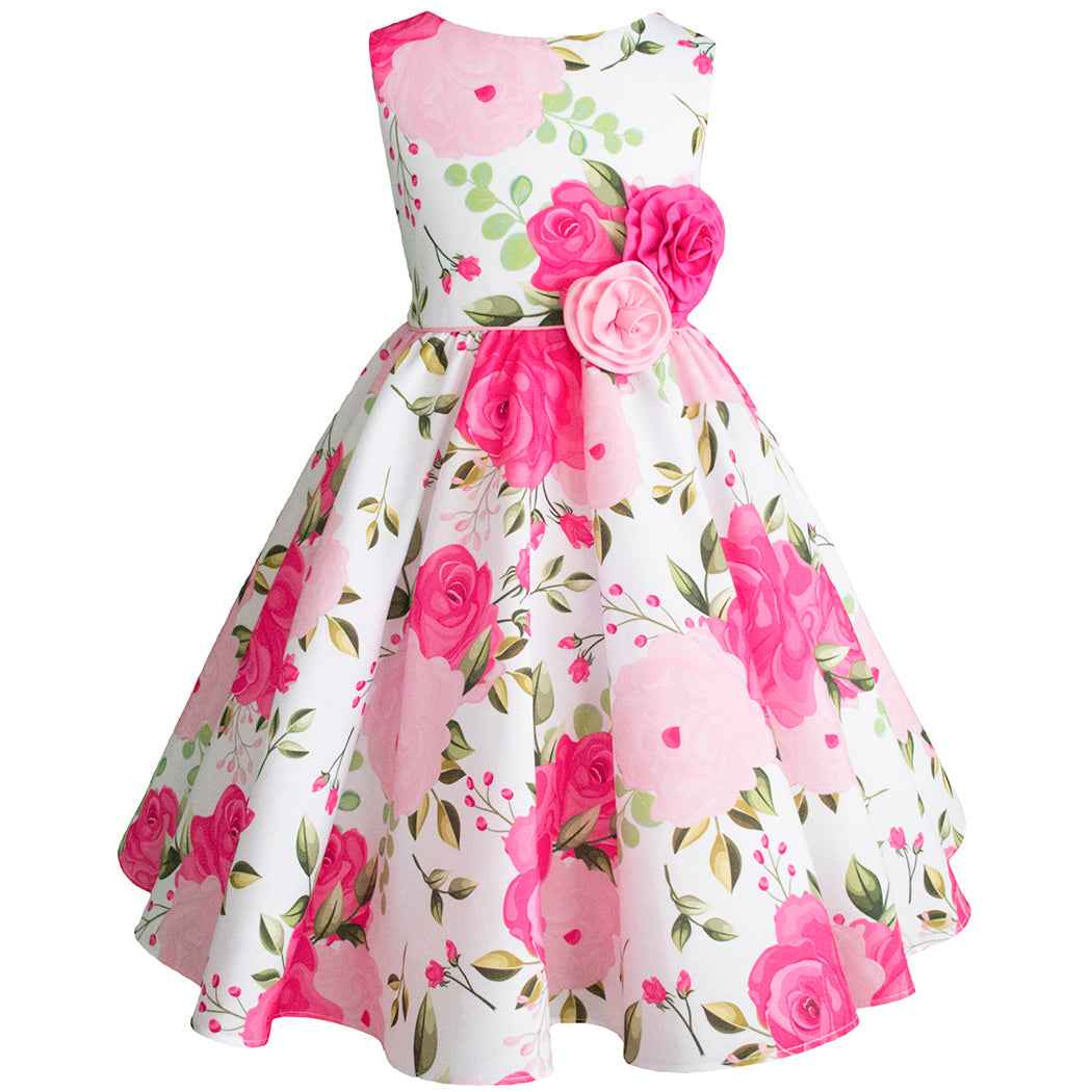 Vestido para niña con flores fiusha Gerat